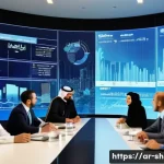 공연기획사 연말 결산 프로세스 - **Prompt:** A diverse group of modern Arab business professionals, including men and women in smart ...