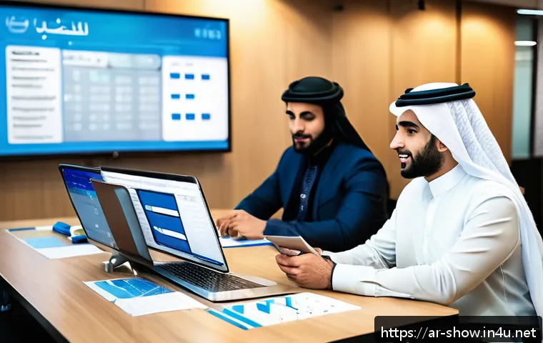 공연기획사 직무별 역할과 책임 - A professional event planning team of diverse Arab professionals coordinating a conference in a mode...